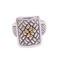 Bedeg Braid,'Gold Accent Sterling Silver Weave Motif Cocktail Ring'