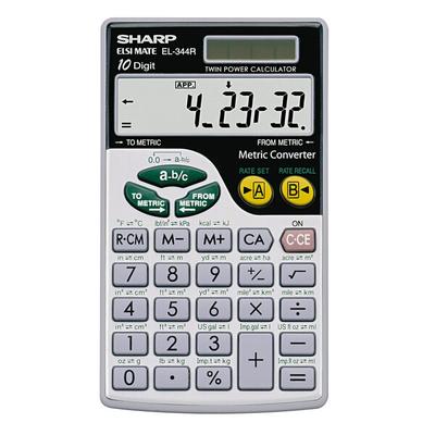 Sharp EL-334RB 2 3/4" x 4 5/8" 10-Digit Handheld Calculator with Metric Conversion Function