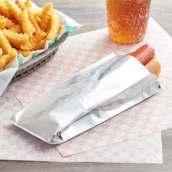 Carnival King 3 1/2" x 1 1/2" x 9" Unprinted Foil Hot Dog Bag - 1,000/Case