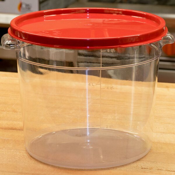 Carlisle 6 Qt. Clear Round Polycarbonate Food Storage Container