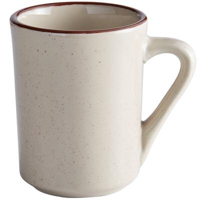 Acopa 8 oz. Brown Speckle Narrow Rim Stoneware Coffee Cup / Mug - 36/Case
