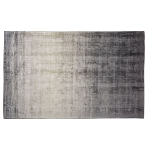 Teppich Grau Kunstseide Baumwolle 140 x 200 cm Kurzflor Handgewebt Rechteckig