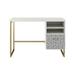 CosmoLiving by Cosmopolitan Scarlett Desk Wood/Metal in White/Black | 27.8 H x 45 W x 19.5 D in | Wayfair 9921013COM