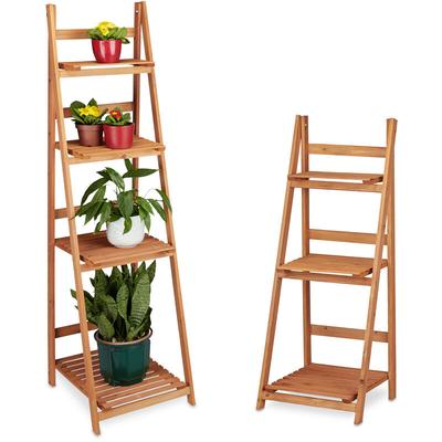 Relaxdays - 2 tlg. Blumentreppen Set, Blumenständer für Innen, Mehrstöckig, Leiterregal, Image