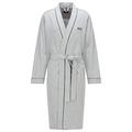 BOSS Mens Kimono BM Kimono-Style Dressing Gown in Brushed Cotton with Logo Grey