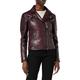 Ladies Women Vintage Style Soft Antique Washed Real Leather Biker Jacket Slim Fit Size in 6 Colours [Burnt Maroon,5XL-22]