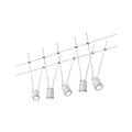 Paulmann 3980 TunLED Wire System Spot Lights - Tension Wire Lighting w/ 5 Hanging Pendant Lights - Energy Saving Warm White Ceiling Lights in Plastic White/Chrome 2700k 230/12V LED Hanging Lights