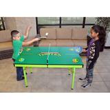 Kettler USA Junior Mini Foldable Indoor Table Tennis Table w/ Paddles & Balls Wood/Steel Legs in Brown/Gray/Green | 27 H x 30 W x 50 D in | Wayfair