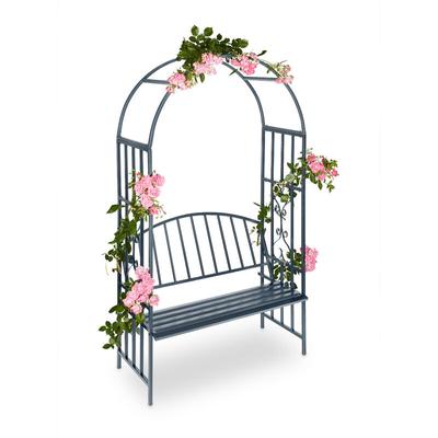 Rosenbogen mit Bank, robustes Metall, 2-Sitzer Deko-Gartenbank, Rankhilfe, HxBxT: 205 x 115 x 50 Image
