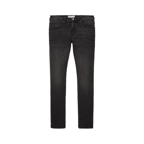 TOM TAILOR DENIM Herren Culver Skinny Jeans, schwarz, Logo Print, Gr. 31/34