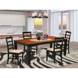Darby Home Co Beesley 5 - Piece Butterfly Leaf Rubberwood Solid Wood Dining Set Wood/Upholstered in Brown | Wayfair