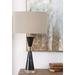 Wade Logan® Ariyon Aniah Marble 30" Table Lamp Metal/Marble/Fabric/Crystal in Black/Brown/White | 29.63 H x 16 W x 16 D in | Wayfair