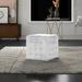 Mercury Row® Elgin 18" Wide Genuine Leather Tufted Square Cube Ottoman in White/Brown | 18 H x 18 W x 18 D in | Wayfair