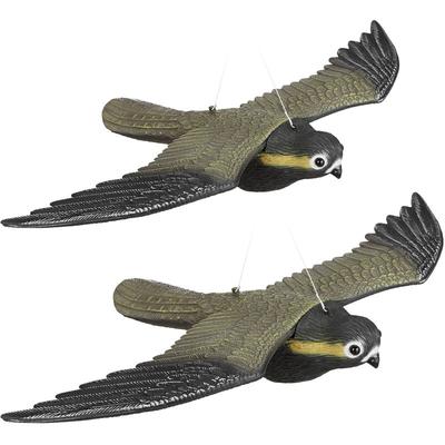 2er Set Vogelschreck Falke, fliegender Greifvogel als Vogelscheuche, Raubvogel Attrappe, Vogel