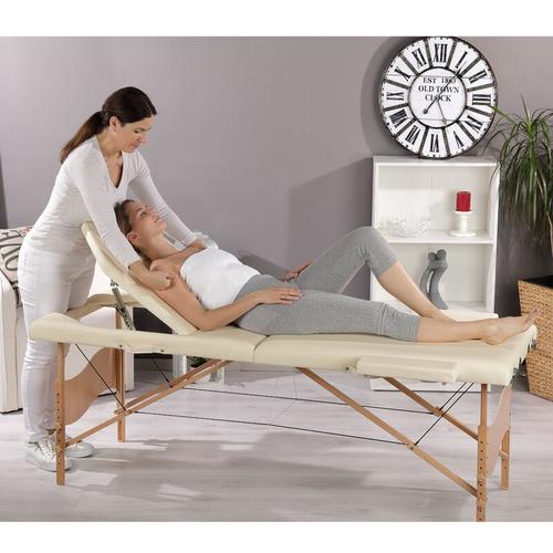 3 Zonen Mobile Massageliege Massagetisch Massage Beige/Creme