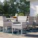 Lark Manor™ Aristidis Patio Dining Armchair w/ Cushion Metal in Black/White | 35 H x 23 W x 21 D in | Wayfair ROHE6764 43172893