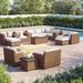 Lark Manor™ Ambroselli 17 Piece Rattan Sectional Seating Group w/ Cushions Synthetic Wicker/All - Weather Wicker/Wicker/Rattan in Brown | Outdoor Furniture | Wayfair