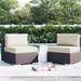 Sol 72 Outdoor™ Brentwood Armless Patio Chair w/ Cushions Wicker/Rattan in Gray/Black/Brown | 33 H x 28.5 W x 35 D in | Wayfair