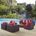 Sol 72 Outdoor™ Convene 8 Piece Outdoor Patio Sectional Set Synthetic Wicker/All - Weather Wicker/Wicker/Rattan in Red | Wayfair