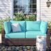 Wade Logan® Babram High Back Outdoor Cushion Cover Acrylic in Green/Blue | 6 H x 28 W in | Wayfair 9B27DF4A59CE4D3193E64E1BC183D7ED