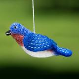 The Holiday Aisle® Felt Bird Garden Bluebird Hanging Figurine Fabric in Blue/Orange | 5 H x 3 W x 1 D in | Wayfair B68B77C7470B4C50B497056FF065F995