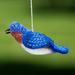 The Holiday Aisle® Felt Bird Garden Bluebird Hanging Figurine Fabric in Blue/Orange | 5 H x 3 W x 1 D in | Wayfair B68B77C7470B4C50B497056FF065F995