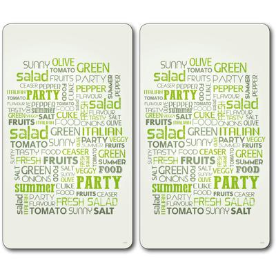 KESPER for kitchen & home Schneide- und Abdeckplatte Salad Letters, (Set, 2 tlg.), Multi-Glasschneideplatte grün Küchenaccessoires Wohnaccessoires