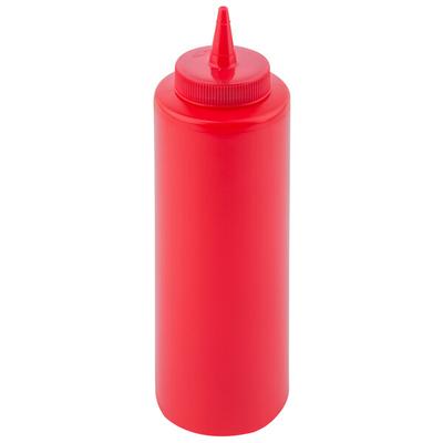 Tablecraft 112K 12 oz. Red Cone Tip Squeeze Bottle with 38 mm Opening - 12/Pack