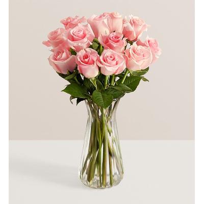 1-800-Flowers Flower Delivery Pink Petal Roses 12 Stems W/ Clear Vase | Best Quality Guaranteed | Happiness Delivered To Their Door