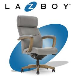 La-Z-Boy Greyson Modern Executive High-Back Office Chair w/ Solid Wood Arms & Lumbar Support Upholstered in Brown | Wayfair CHR10086A