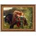 Vault W Artwork La Belle Dame Sans Merci 1901' Framed Oil Painting Print on Canvas Canvas, Resin in Brown/Green/Red | 14 H x 17 W x 2 D in | Wayfair