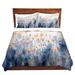 East Urban Home Floral Splendor Duvet Cover Set Microfiber in Blue/Orange/White | 1 Queen Duvet Cover + 2 Standard Shams | Wayfair