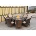 Lark Manor™ Algird Round 8 - Person 70.86" Long Outdoor Dining Set w/ Cushions & Firepit Metal/Wicker/Rattan in Black/Brown | Wayfair