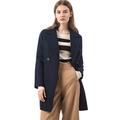 Allegra K Women's Notched Lapel Double Breasted Raglan Winter Coats Blue 12