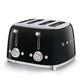 Smeg TSF03BLUK 4 Slice Toaster, Extra Wide Slots, 3 pre set programmes, Black