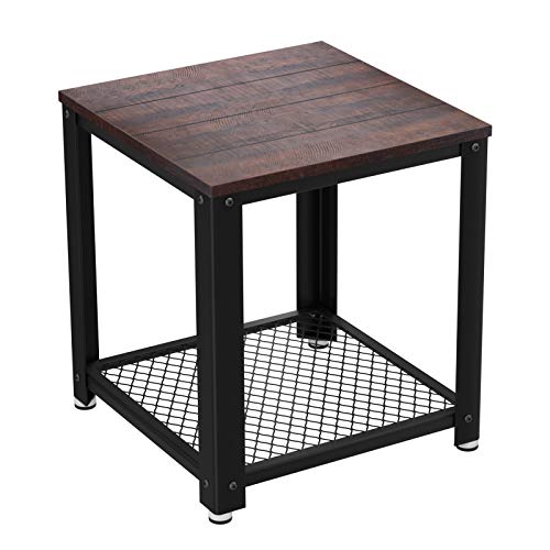 VASAGLE Industrial Side Table, Nightstand and End Table with Mesh Shelf, Sturdy Metal Frame, in Living Room Bedroom, Easy to Assemble