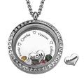 Grandma Mom Personalized Floating Birthstone Locket Necklace-925 Sterling Silver Gold Rose Gold Floating Disc Necklace for Wife Women