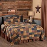 August Grove® Chorley Cotton 136 TC Reversible Traditional Quilt Set Cotton in Blue/Brown/Red | Queen Quilt + 2 Shams | Wayfair