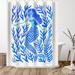 The Twillery Co.® 71" x 74" Shower Curtain, Kelp Forest Mermaid Blue by Cat Coquillette Polyester in Blue/Gray | 74 H x 71 W in | Wayfair