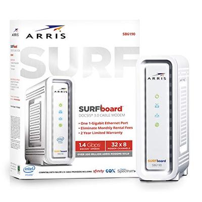 ARRIS SURFboard SB6190 32x8 DOCSIS 3.0 Cable Modem - Retail Packaging - White