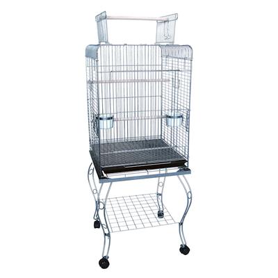 YML Play Top Silver Parrot Bird Cage With Stand, 20" L X 20" W X 58" H