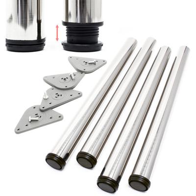 Wiltec - Edelstahl Tischbein 4er Set Möbelfuss Verstellbar Ø60mm 710mm Nickel Image