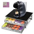 Masthome 2 Tier Coffee Capsule Storage Drawer, 72 Capsules Dolce Gusto Pod Holder, Metal Coffee Pod Holder for Coffee Machine Stand with Non-Slip Feet and Cleaning Cloth