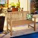 Highland Dunes Casanova Solid Wood Garden Outdoor Bench Wood/Natural Hardwoods in Gray/White | 37 H x 47 W x 24 D in | Wayfair