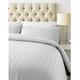 Luxurious 800 Thread Count Cotton Rich Satin Stripe Duvet Bed Cover with Housewife Pillowcases | 800 TC Hotel Striped Bedding (Double/White)