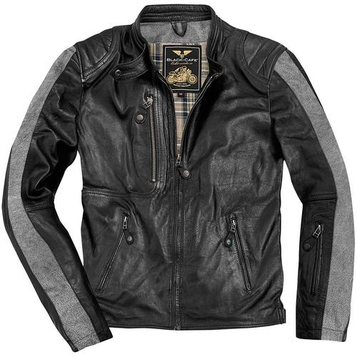 Black-Cafe London Vintage Motorrad Lederjacke, schwarz, Größe 60