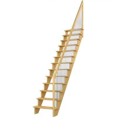 DOLLE Raumspartreppe Wangentreppe Lyon, 65 cm, Geradelaufend,Kiefer,Metallstäbe rechts,unbehandelt Image