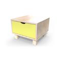 Table de chevet bois Cube + tiroir Vernis naturel/Jaune