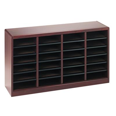 Safco 9311MH E-Z Stor Mahogany 24-Section Wood / Fiberboard File Organizer - 40" x 11 3/4" x 23"