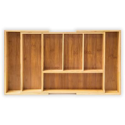 Besteckkasten ausziehbar, HxBxT:5x48,5x28cm, Bambus, 5-7 Fächer, Küchenorganizer, Image